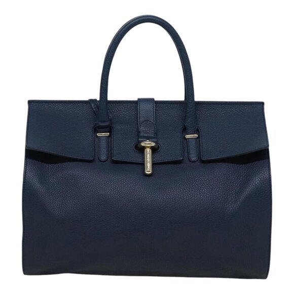 BALENCIAGA Tube Round Hand Bag Leather Navy Auth ki4912V - Picture 7 of 16